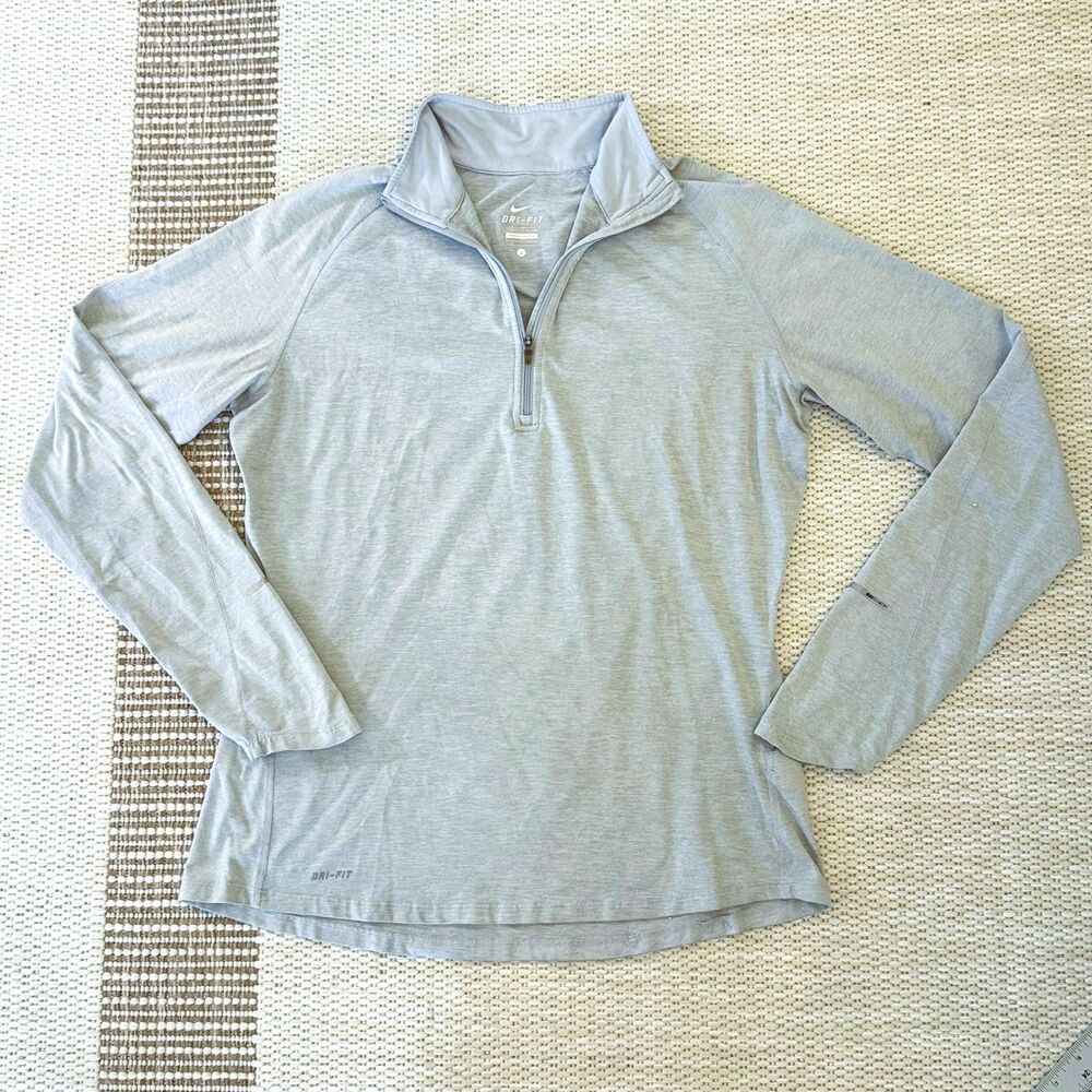 Nike Dri-FIT Women's Large Quarter Zip Pullover Long Sleeve Top Gray Athletic